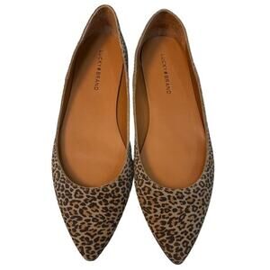 Lucky Brand Cheetah Print Pointed Toe Flats Leather Upper Size 6.5